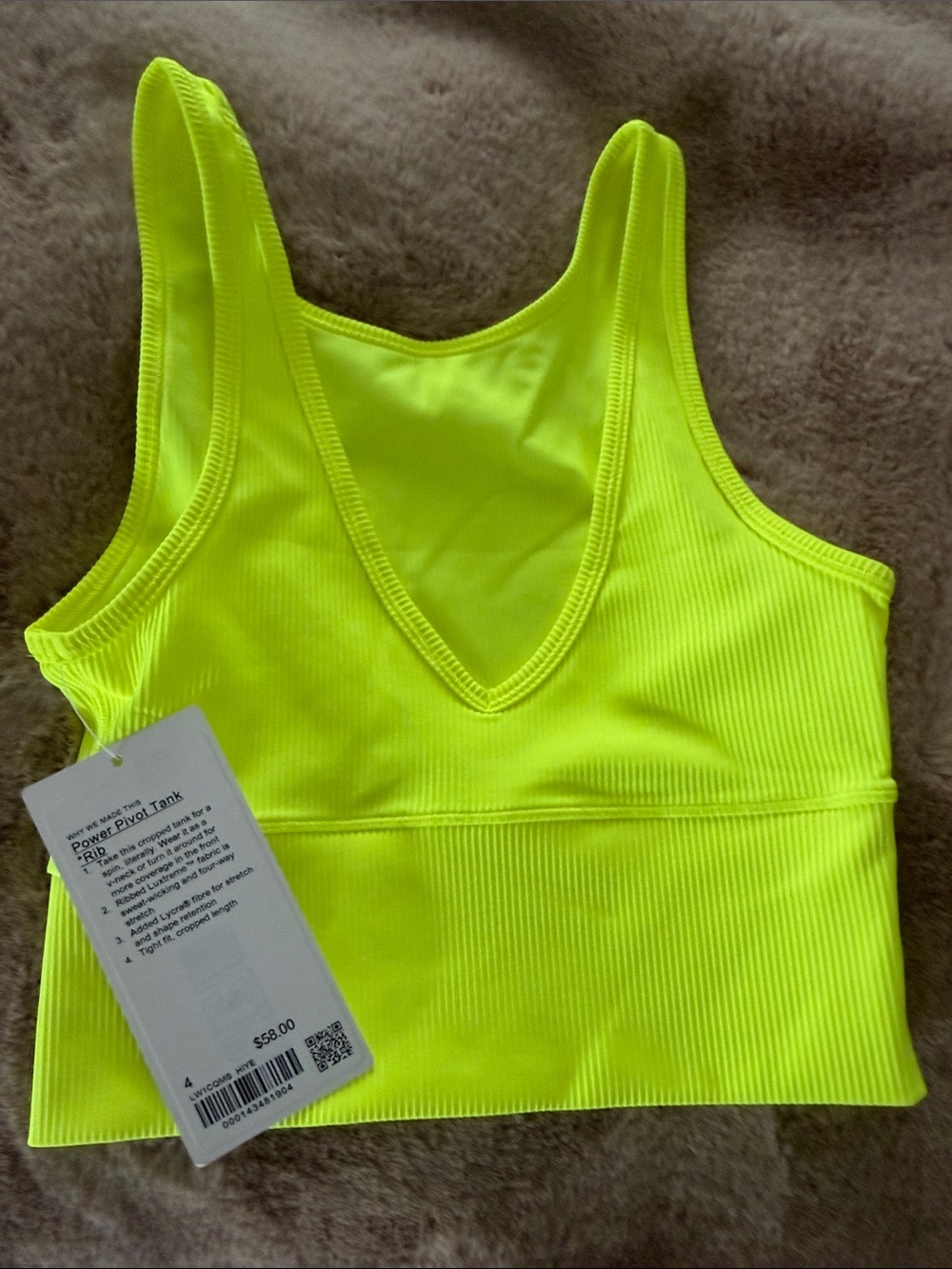 lululemon athletica Neon Yellow Ribbed V-Neck Crop Tank power pivot tank
